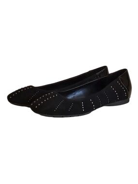 Donald Pliner Darren Black Suede Studded Flats Slip On Shoe Size 7 EUC